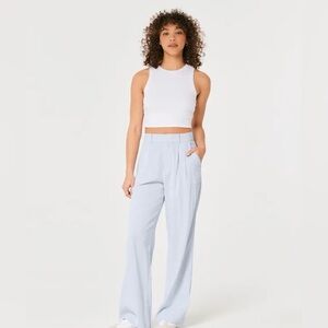 Hollister ultra high rise wide leg light blue linen blend pants